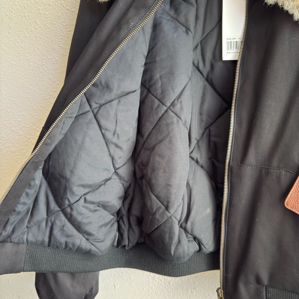 FRAME Luxury Shearling Leather Bomber Jacket - Picture 8 of 15